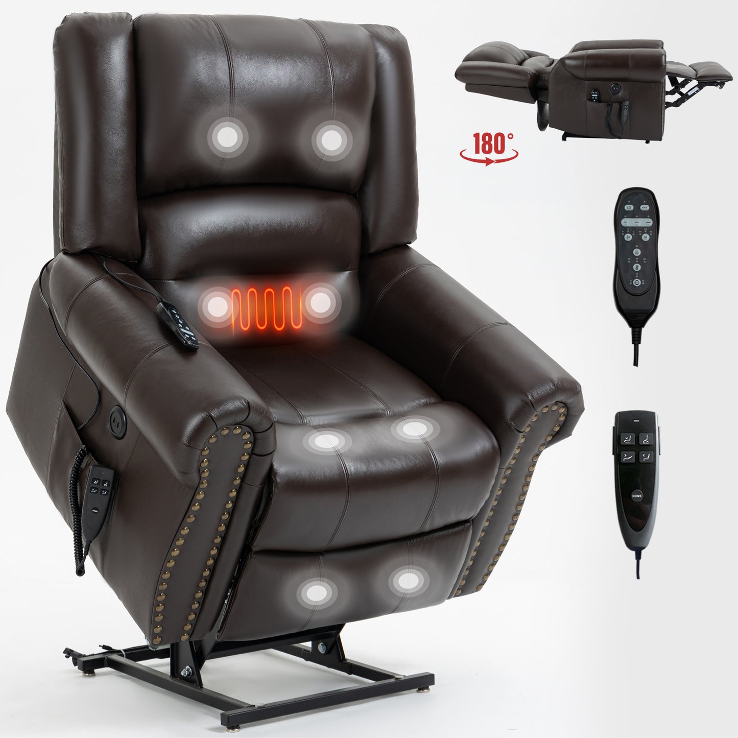 The Executive Collection - Brown Leather Lift & Massage Chair