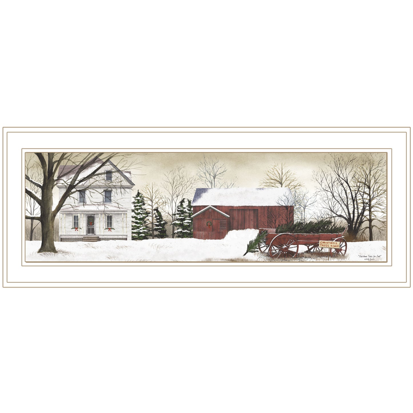 'Christmas Trees for Sale' By Billy Jacobs, Ready to Hang Framed Print, White Frame