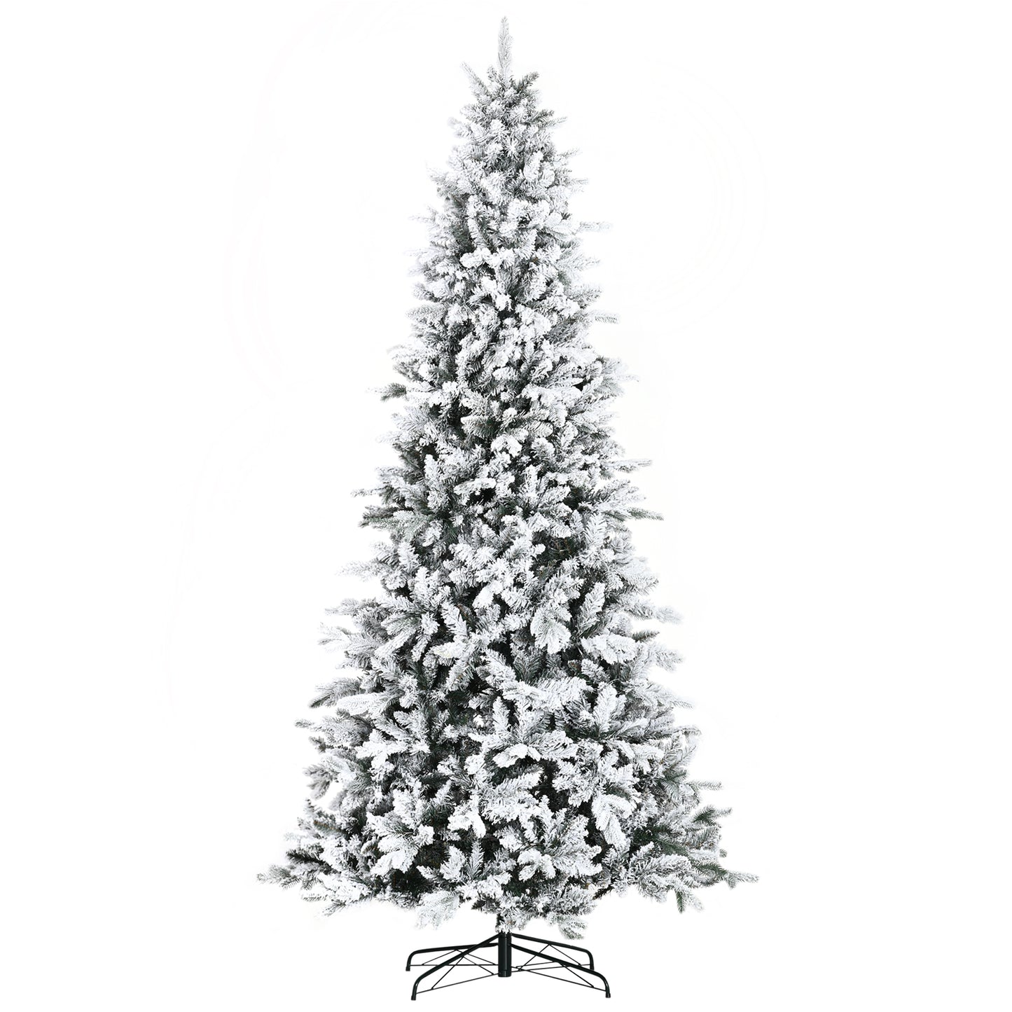 HOMCOM 9 Foot Pine Snow Flocked Artificial Christmas Tree with 616 Realistic Cedar Branches, Auto Open, Home Holiday Decoration, Green
