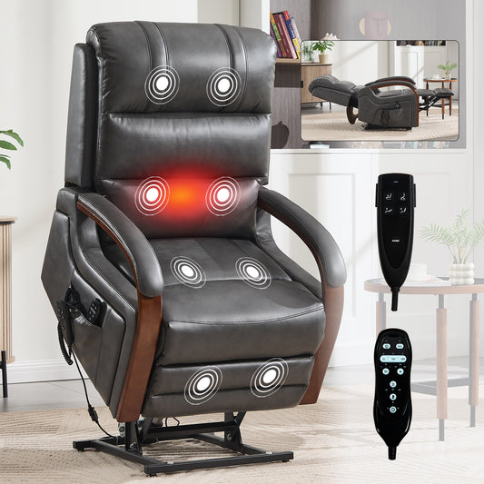 The Wyoming Collection - Power Dark Grey Leatheraire Lift Recliner Chair