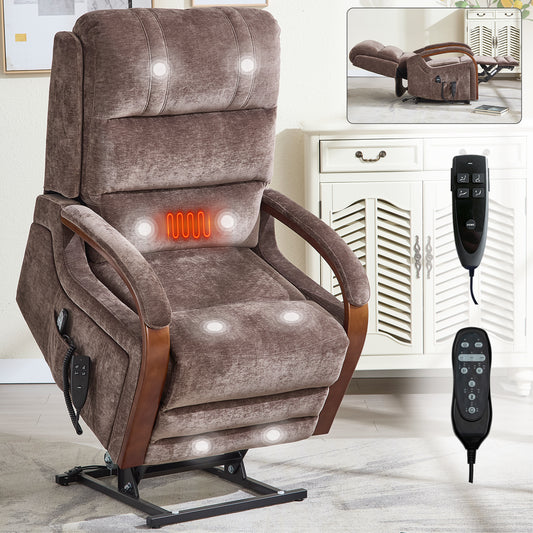 The Wyoming Collection - Power Brown Chenille Lift Recliner Chair