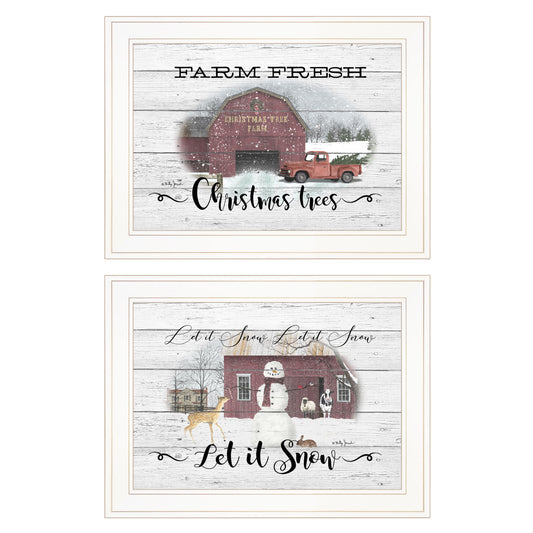 'Farm Christmas' 2-Piece Vignette By Billy Jacobs, Ready to Hang Framed Print, White Frame