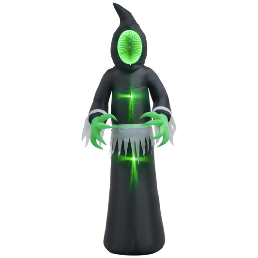 HOMCOM 8ft Inflatable Halloween Decoration Mirror Face Ghost, Blow Up Outdoor LED Yard Display, Waterproof