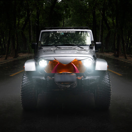 Halloween Front Grille Grid Grill for 2007-2018 Jeep Wrangler Rubicon Sahara Sport JK/JKU, Matte Black