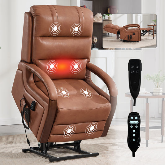 The Wyoming Collection - Power Orange Leatheraire Lift Recliner Chair