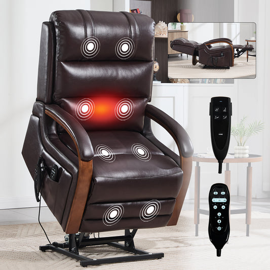 The Wyoming Collection - Power Brown Leatheraire Lift Recliner Chair