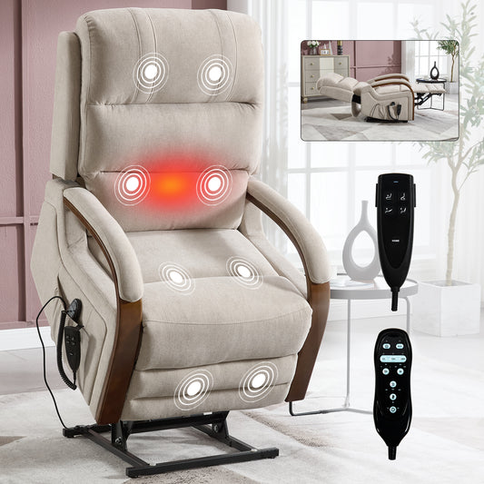 The Wyoming Collection - Power Beige Chenille Lift Recliner Chair
