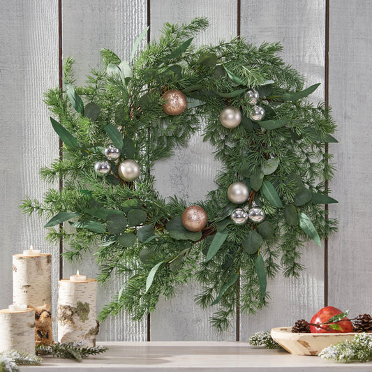 26' PINENEEDLE WREATH WITH BALL